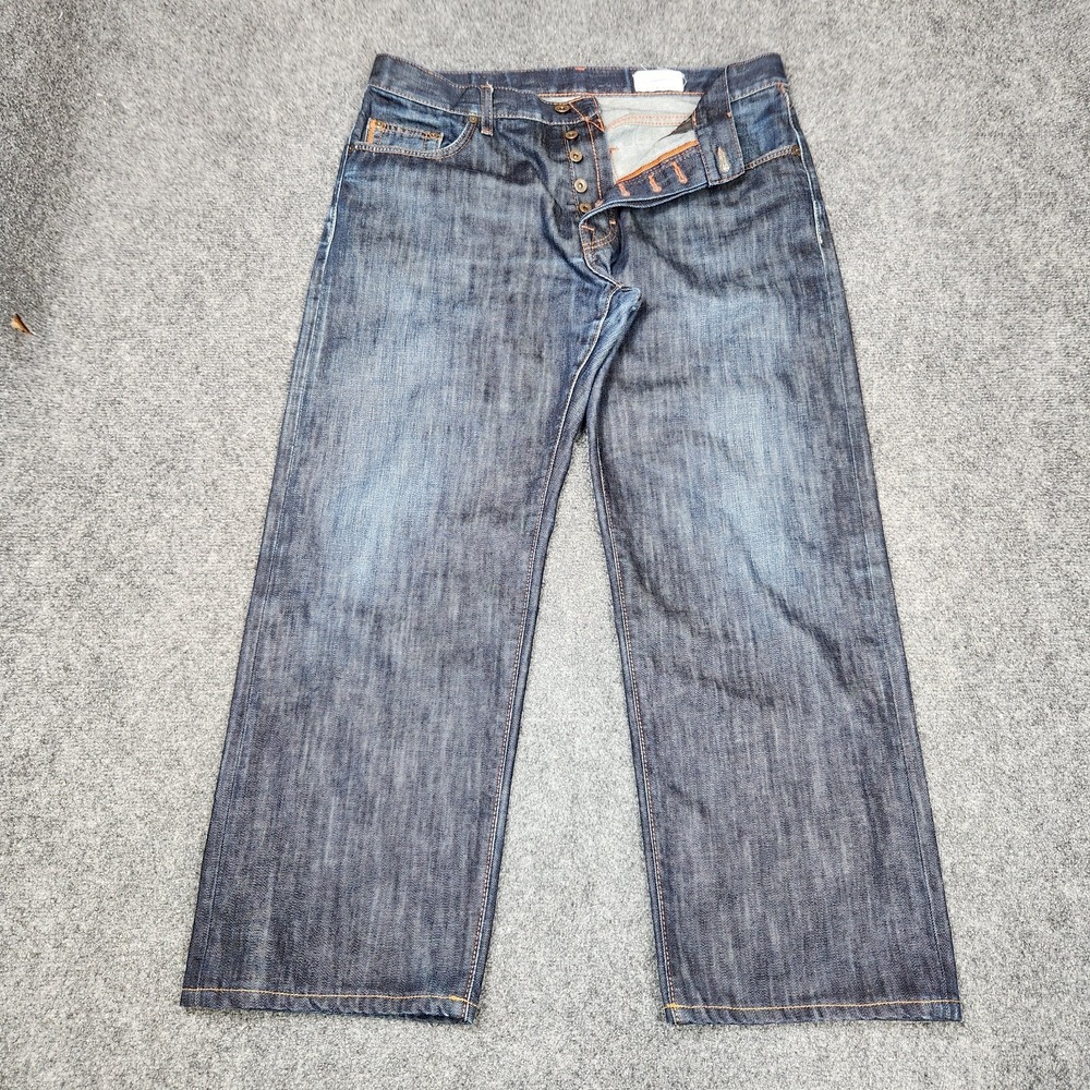 Hugo Boss Jeans Mens 36x28‎ Dark Blue Comfort Fit Button Fly Denim Baggy Pants
